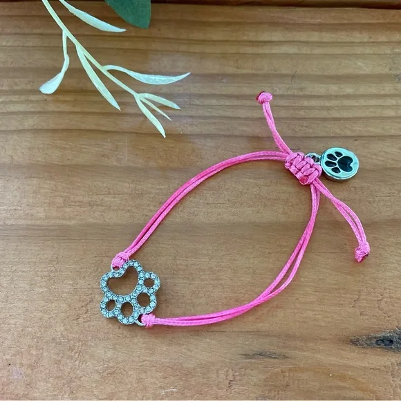 Pink bracelet ajustable Paw charm - Picture 1 of 4